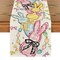 Floral Bow Bunny Rabbits Eggs Easter Table Runner, Seasonal Spring Kitchen Dining Table Decoration for Home Party Decor 13x72 Inch